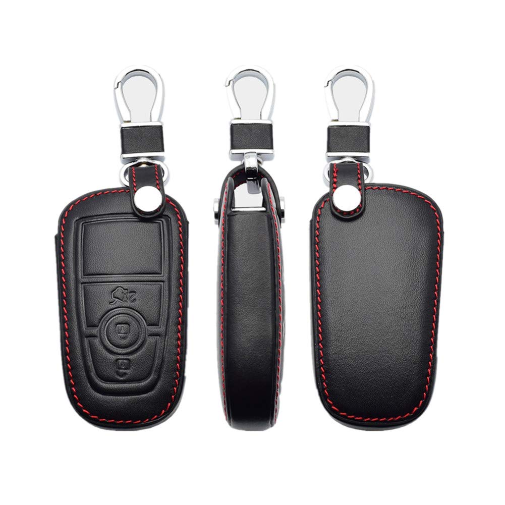 Custodia In Pelle Portachiavi Per Ford Mustang 2018-2019 - Telecomando Smart Key A 3 Pulsanti - Protezione Antigraffio (PU E Lega Di Zinco)