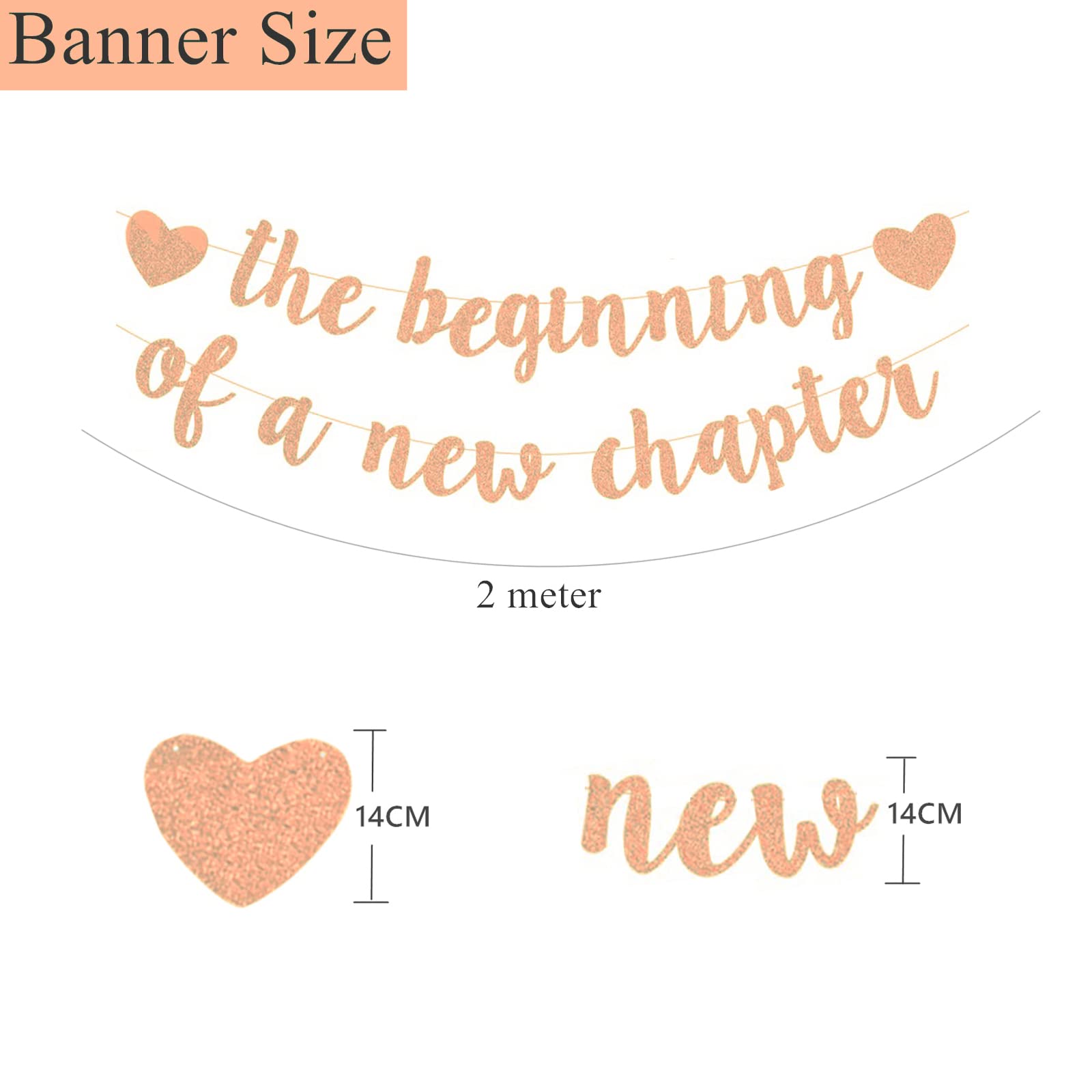 Elicola 'The Beginning Of A New Chapter' Banner – Glitzer-Wimpelkette Für Partys, Blau-gold, Zum Aufhängen