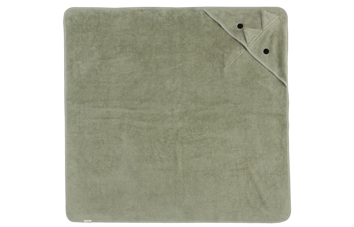 Kindsgut Serviette à capuche dino en 100% coton certifié, douce et moelleuse pour bébés et jeunes enfants, idéale à la maison ou en voyage, 100x100 cm