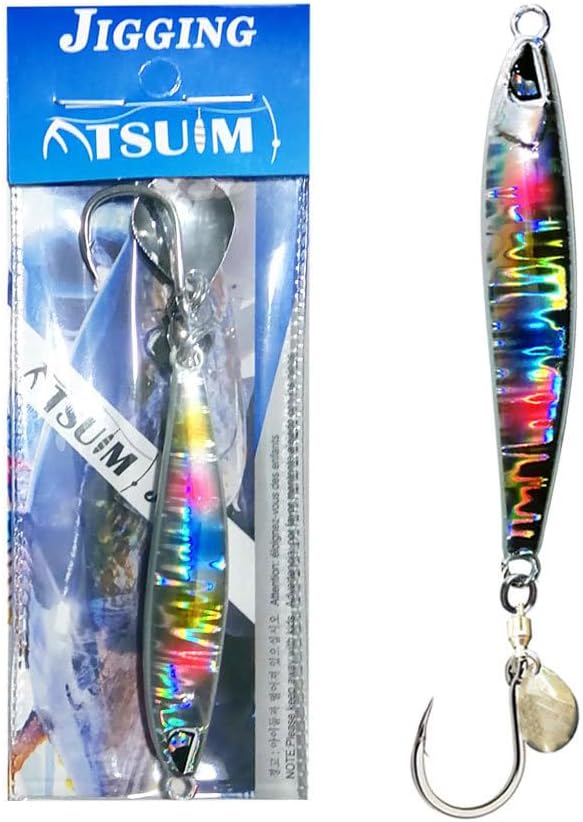 Pack of 4 Metal Jig Spoon Fishing Spinner Bait Lure Treble Hook 3D Bass Walleye