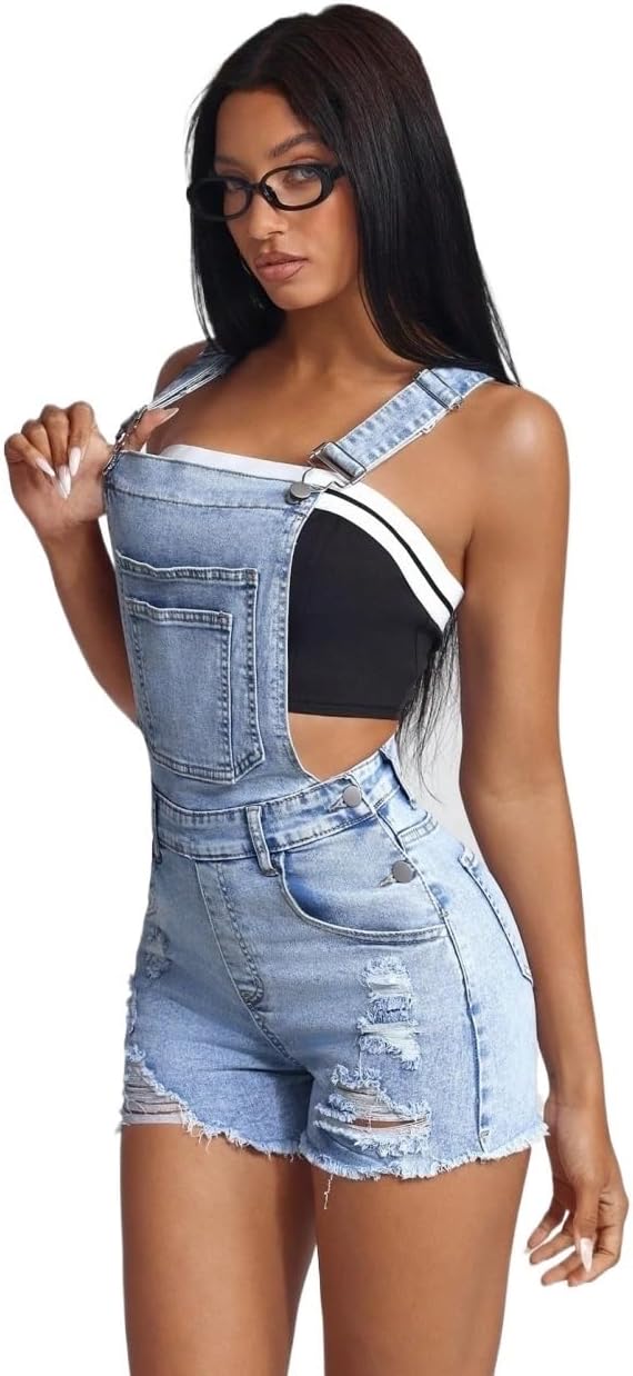 Rompers for Women Summer 2026 Hem Denim Romper Without Tube Top