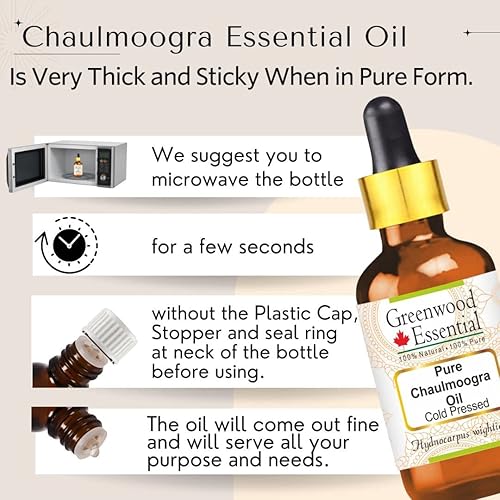 Miniatura 3 de Greenwood Essential Aceite de chaulmoogra puro (Hydnocarpus wightiana) 100% natural, grado terapéutico, prensado en frío para cuidado personal, 1.7