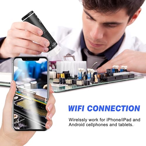 Miniatura 2 de Jiusion Microscopio digital USB WiFi 50 a 1000x endoscopio de aumento inalámbrico 8 LED Mini cámara HD con soporte actualizado, funda portátil,
