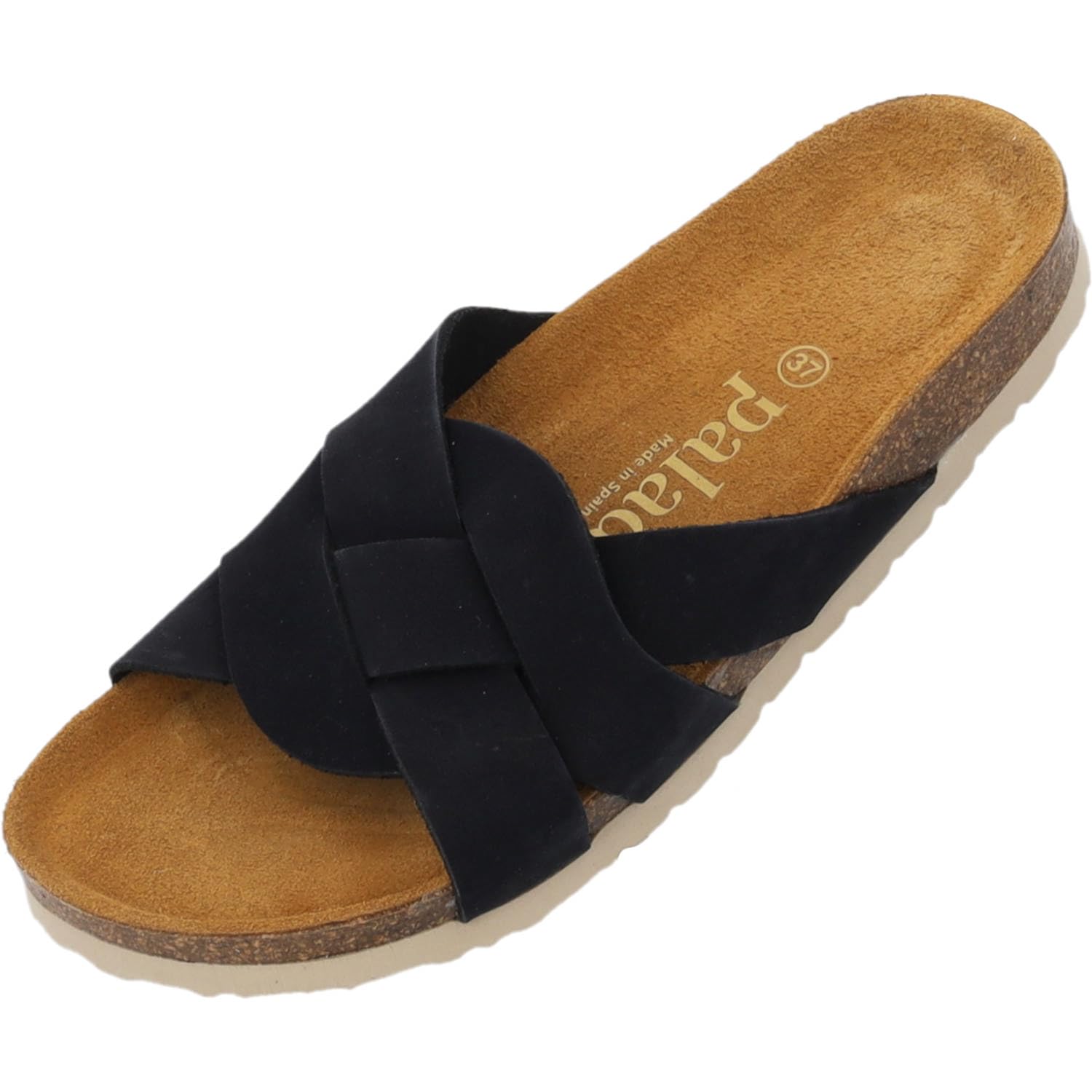 Palado Pantoletten Damen Torna Premium Leather - elegante Sandalen Made in Spain - Hausschuhe mit Kork-Fußbett - bequeme Sommerschuhe