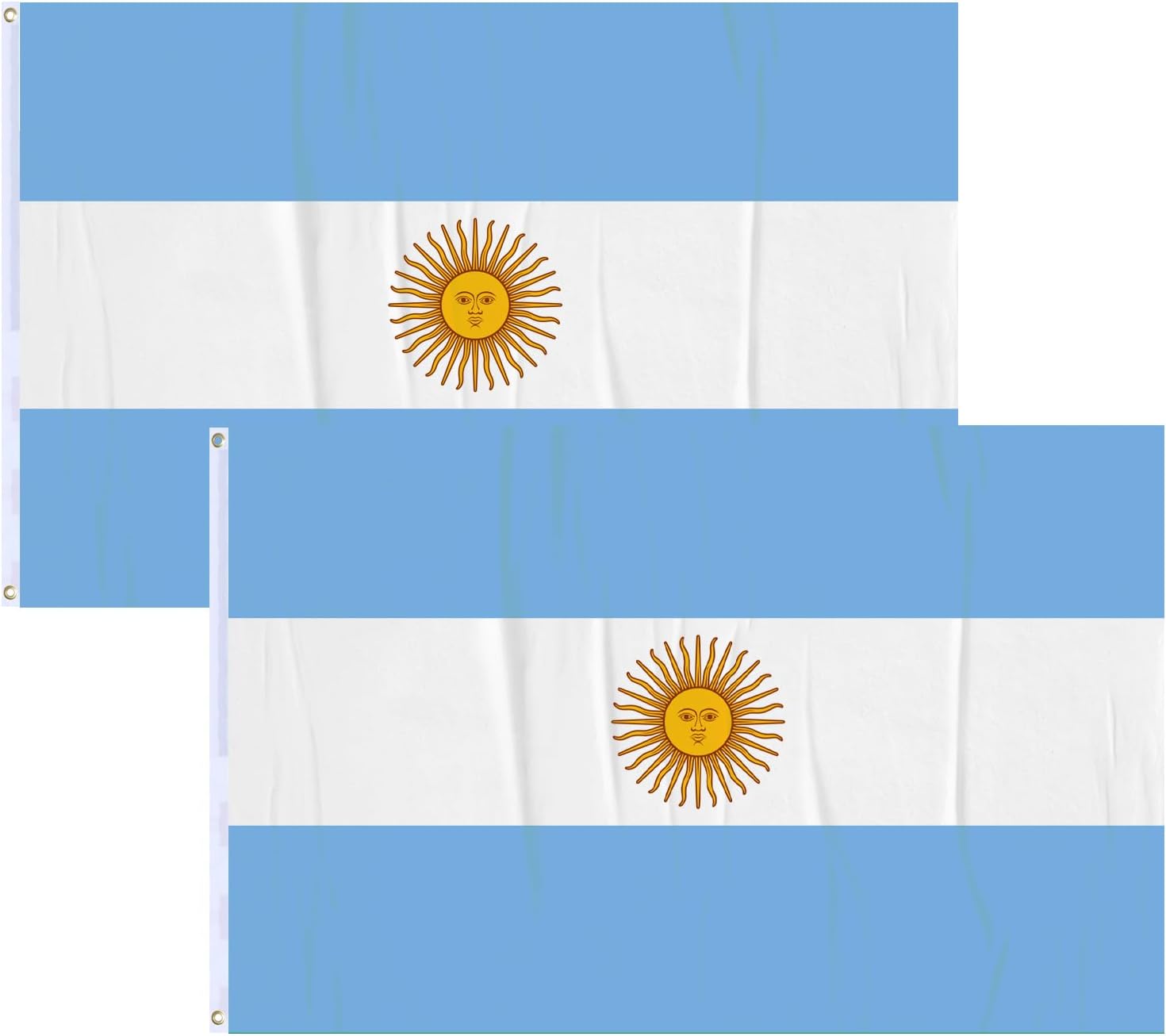 Homissor Argentina Flag 3x5 Argentinian Flags 2 Pack for Soccer Games Party Vivid Color Large International Country Argentina Banner for Sports Events, Bars, Sports Clubs, Room, Classroom Decorations with 2 Brass Grommets