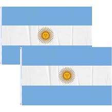 Homissor Argentina Flag 3x5 Argentinian Flags 2 Pack for Soccer Games Party Vivid Color Large International Country Argentina Banner for Sports Events, Bars, Sports Clubs, Room, Classroom Decorations with 2 Brass Grommets