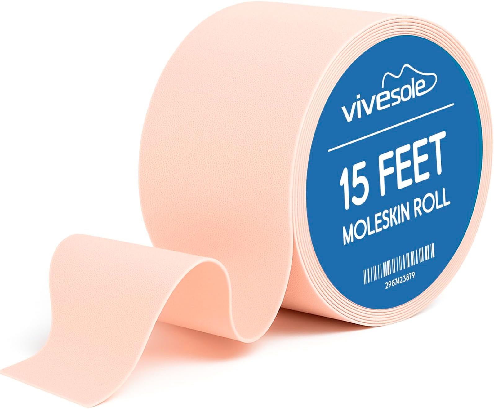 ViveSole Moleskin Padding Roll (2" x 15 Feet) - Blister Prevention Tape - Pad Protection for Foot, Heel, Toe, Callus - Adhesive Anti-Blister Large Pad - Feet Healing, XL Bandage Cushion