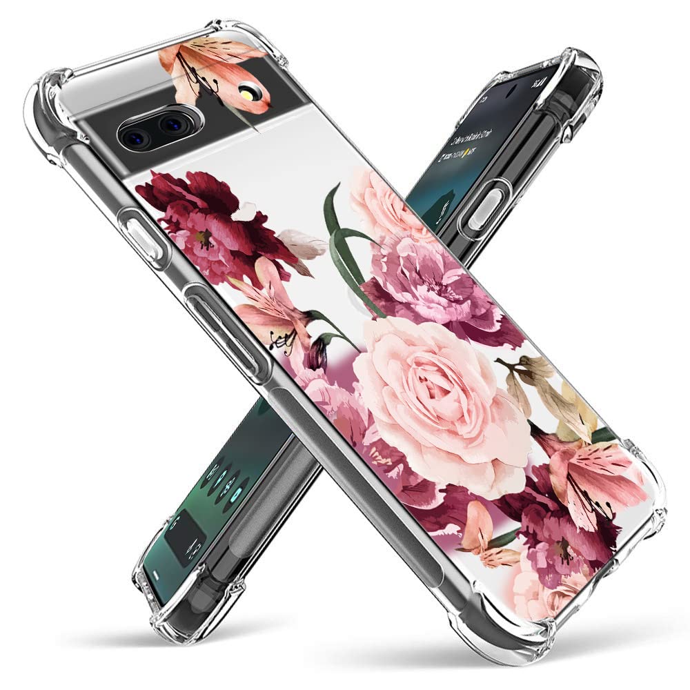 TOPNOW Compatible with Google Pixel 6A Case (2022), Design with Shockproof Corner and Exquisite Pattern, Ultra Slim TPU Bumper Protective Cover for Pixel 6a 5G Roses Cluster