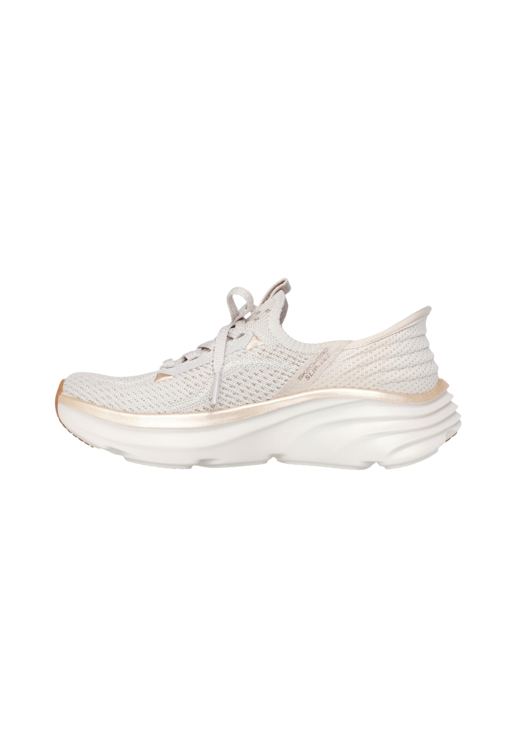Skechers Women's D'Lux Vapor Evening Glow Slip-in Trainers, Natural Knit/Gold Trim, 5 UK