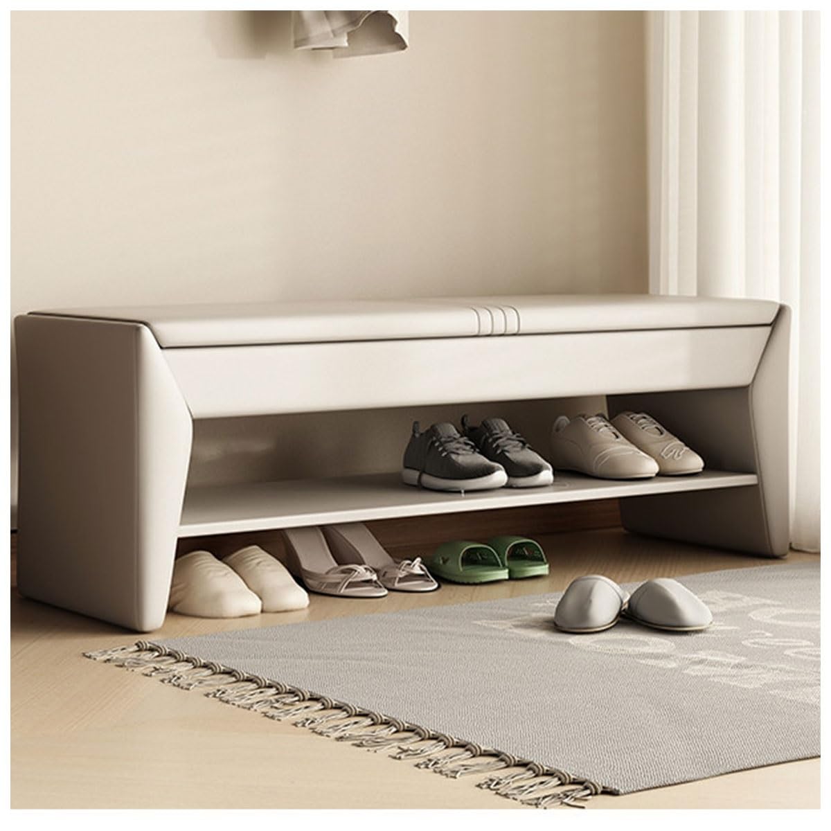 Banc à chaussures d'entrée avec rangement malin pour un couloir toujours bien ordonné