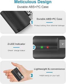 2-Pack Replacement Battery for Ring Doorbell & Camera, 6040mAh 3.65V, Compatible with Ring Video Doorbell 2/3/3 Plus/4, Stick Up Cam (2nd/3rd Gen), Spotlight & Peephole Cam