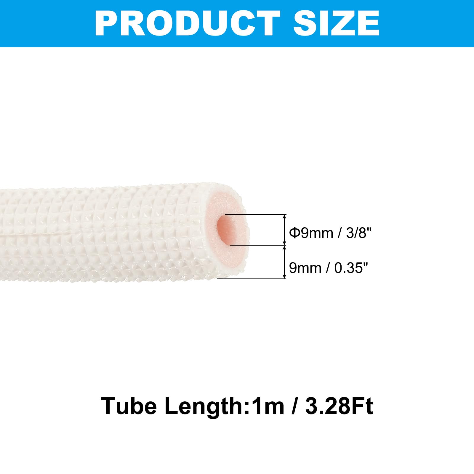 PATIKIL Pipe Insulation Foam Tube, 3/8" Heat Preservation Insulated Foam Tubing for Mini Split Copper Line Set Water Pipes, 3.28Ft(1m), White/Pink - Image 2