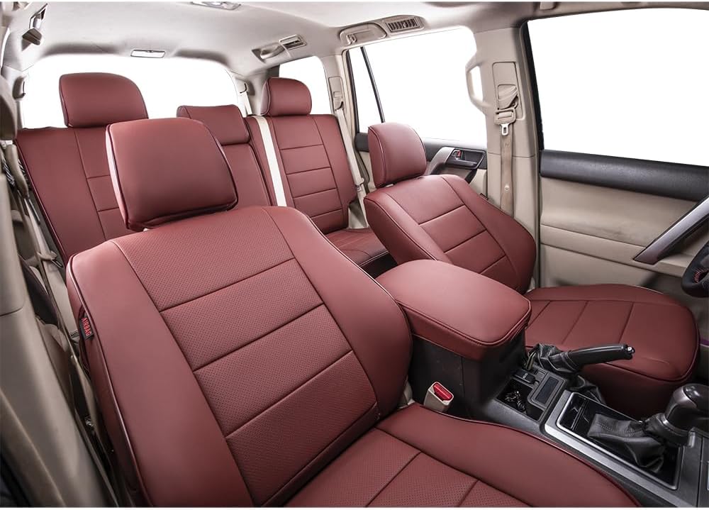 EKR Gladiator Seat Covers for Jeep Gladiator 2020-2025 Sport,Sport S,Willys,Overland,Mojave,Rubicon,North Edition,High Tide,Nighthawk,Truck Car Seat Cover Full Set,Leatherette(Burgundy)