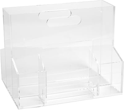 RUSSELL+HAZEL Acrylic Mobile Caddy, Office Supplies, Clear, with Carrying Handle, 12.25 x 9 x 9.75 93921