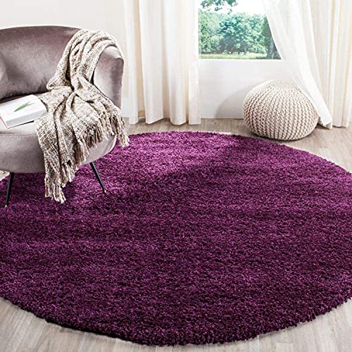 Image of CD Carpet Anti Slip Shaggy Fluffy Fur Rugs and Carpet for Living Room Bedroom Kids Room Plain Circle Carpets for Home with 2 Inch Thickness (Color Royal Brinjal Size 10x10 Feet Round)