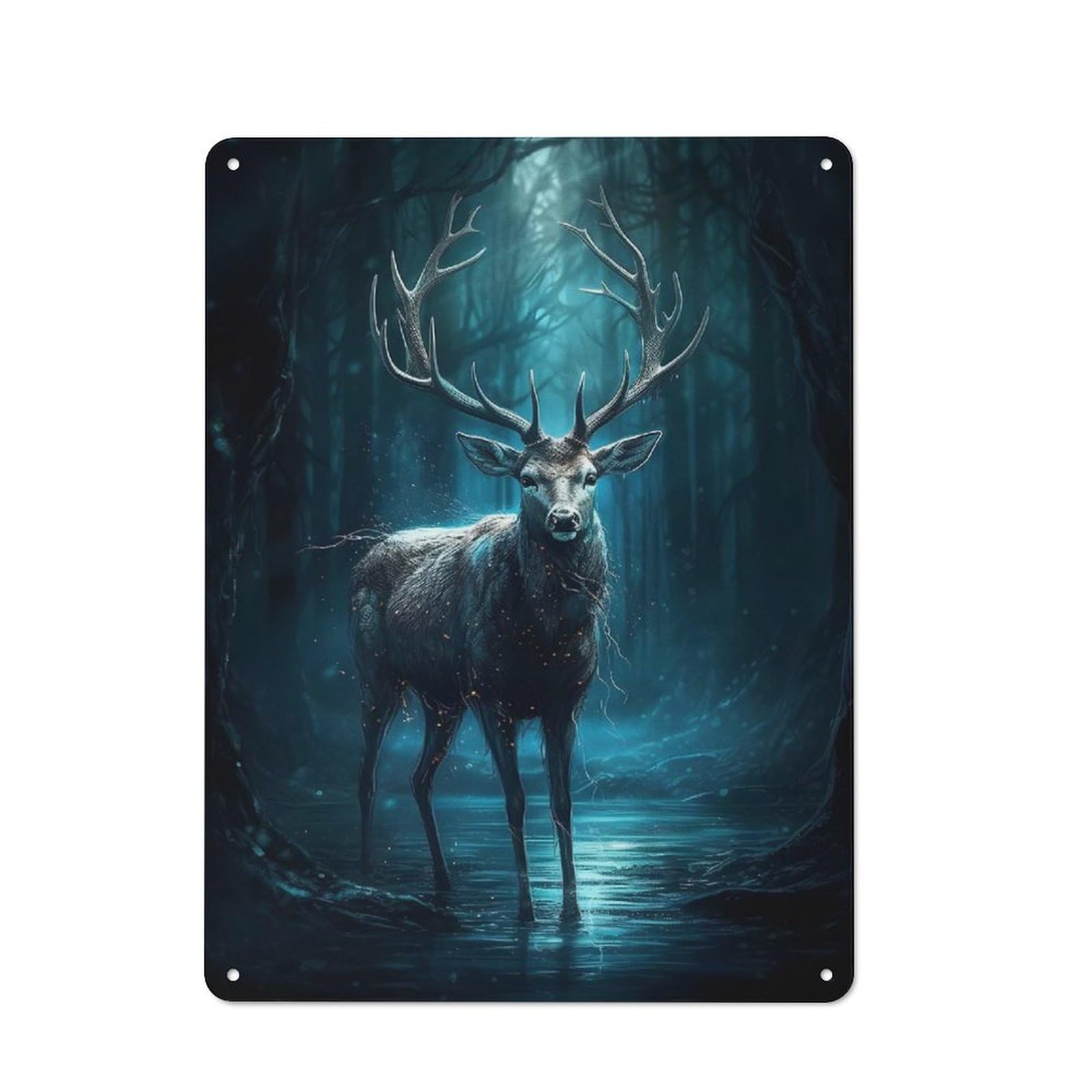 Junmoney Style-5 Smart Office Metal Sign 40X30cm Featuring Deer In The Forest, Study Room Decor For Workspace, Cafe, Shop Or Desk Area