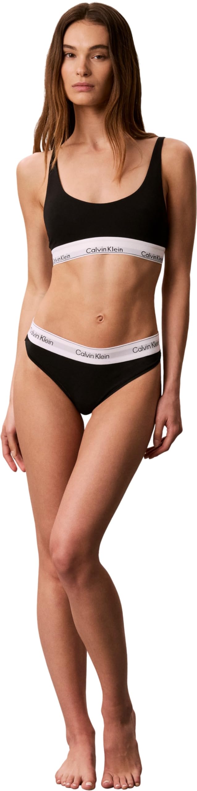 Calvin Klein Women's, Thong 2Pk LV00QF8834, Thong, Black/Oatmeal Heather, S