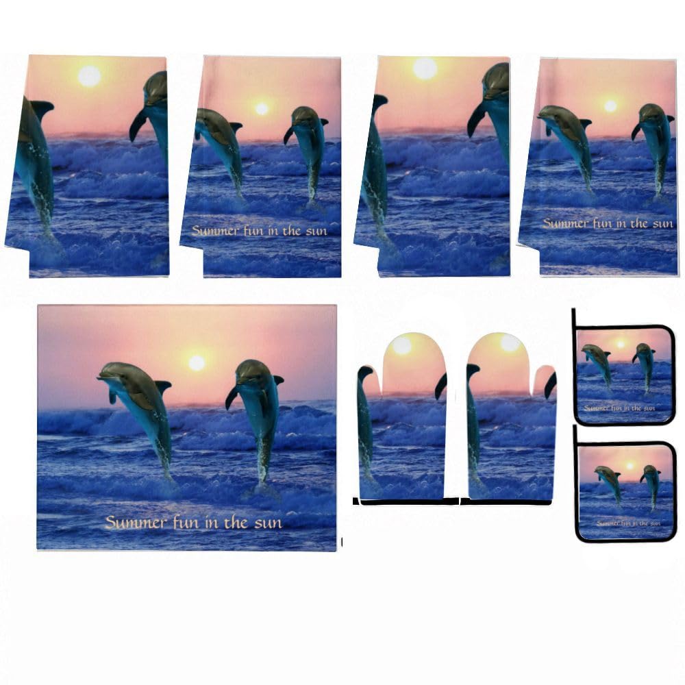Set di 9 accessori e decorazioni da cucina Happy Dolphins2