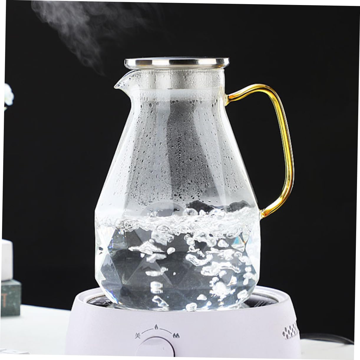 BESTonZON – Lot De 2 Couvercles Pichet Verre – Bouchons Acier Inox Avec Filtre Thé – Pour Carafe Eau Froide Réfrigérateur