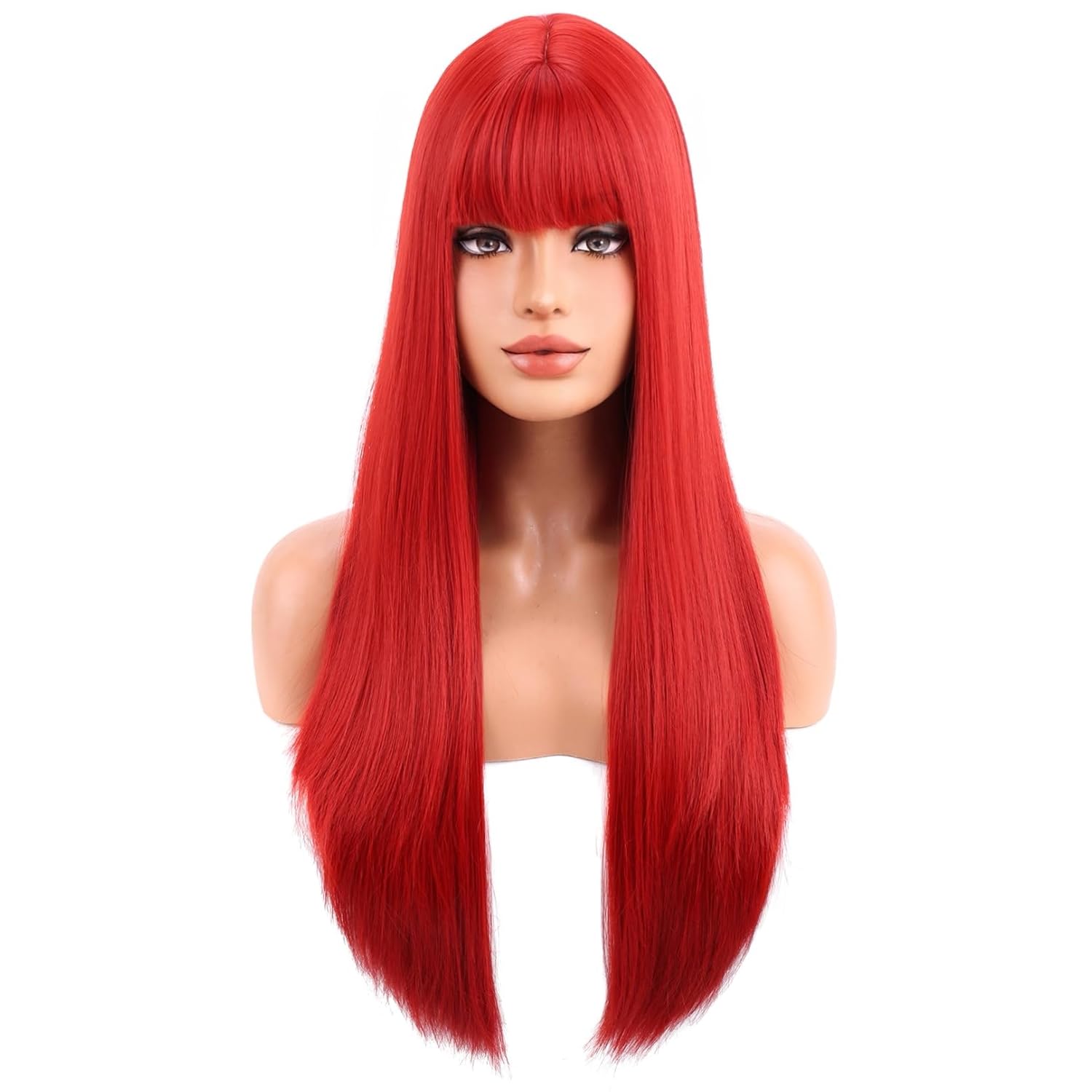 BERON Red Wigs Straight Long Hair Wigs with Bangs Women Fashion Heat Resistant Synthetic Natural Looking Wig for Cosplay Party or Daily Use BERON Red Wigs Straight Long Hair Wigs with Bangs Women Fashion Heat Resistant Synthetic Natural Looking Wig for Cosplay Party or Daily Use