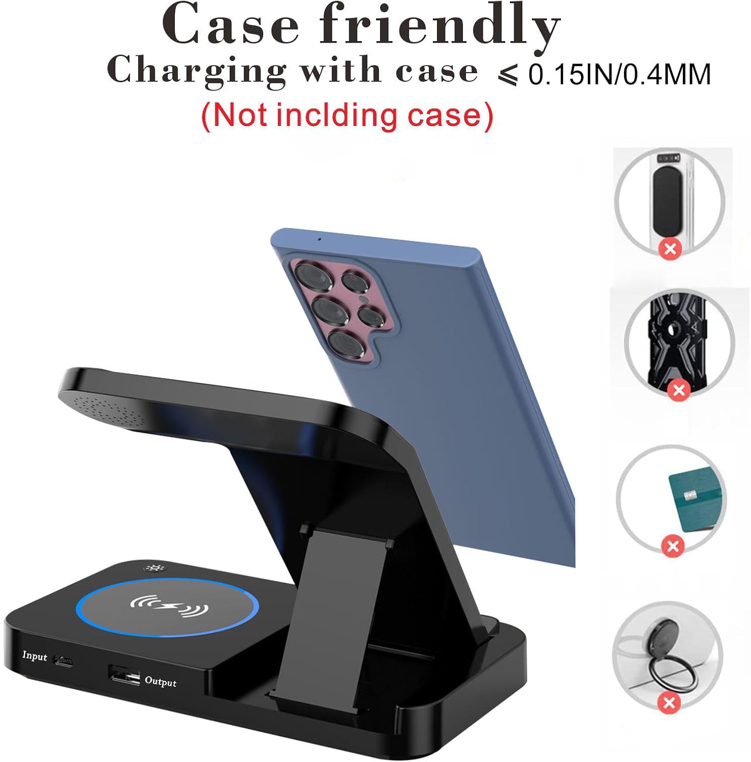 3 in 1 Charging Station for Samsung Android: Wireless Phone and Watch Charger for Galaxy S26 Ultra/S25 Ultra/S24/S23/Z Fold, Wireless Charger Stand for Galaxy Watch 9/8/7/6/5 Earbuds 4/3/Pro (Black)