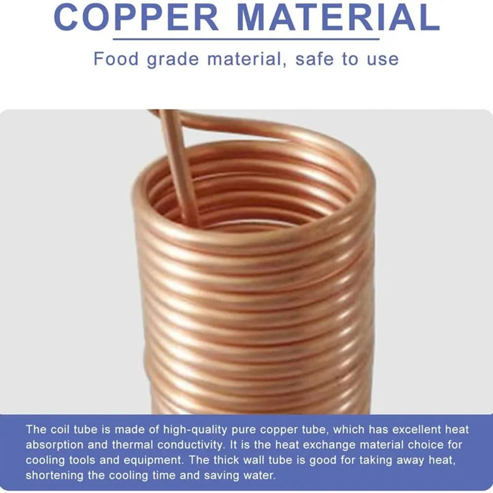 Tubo De Serpentín De Enfriamiento, Tubo De Serpentín De Enfriamiento De Enfriador De Mosto De Cobre Puro Súper Eficiente De Grado Alimenticio De 5/16" X 26 Pies For Elaboración De Cerveza Casera