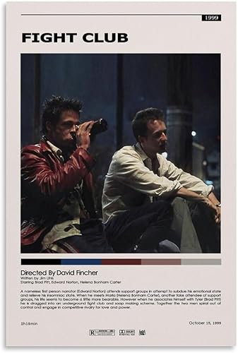 Classic Movie Poster Fight Club 1999 Canvas Art Painting Decor Wall Posters Bedroom Gym Decorative Gift 12x18inch(30x45cm)