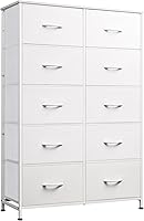 Vista 13 de WLIVE Cómoda gris para dormitorio con 10 cajones de tela, unidades organizadoras altas para sala de estar, ropa, armario, torre de almacenamiento