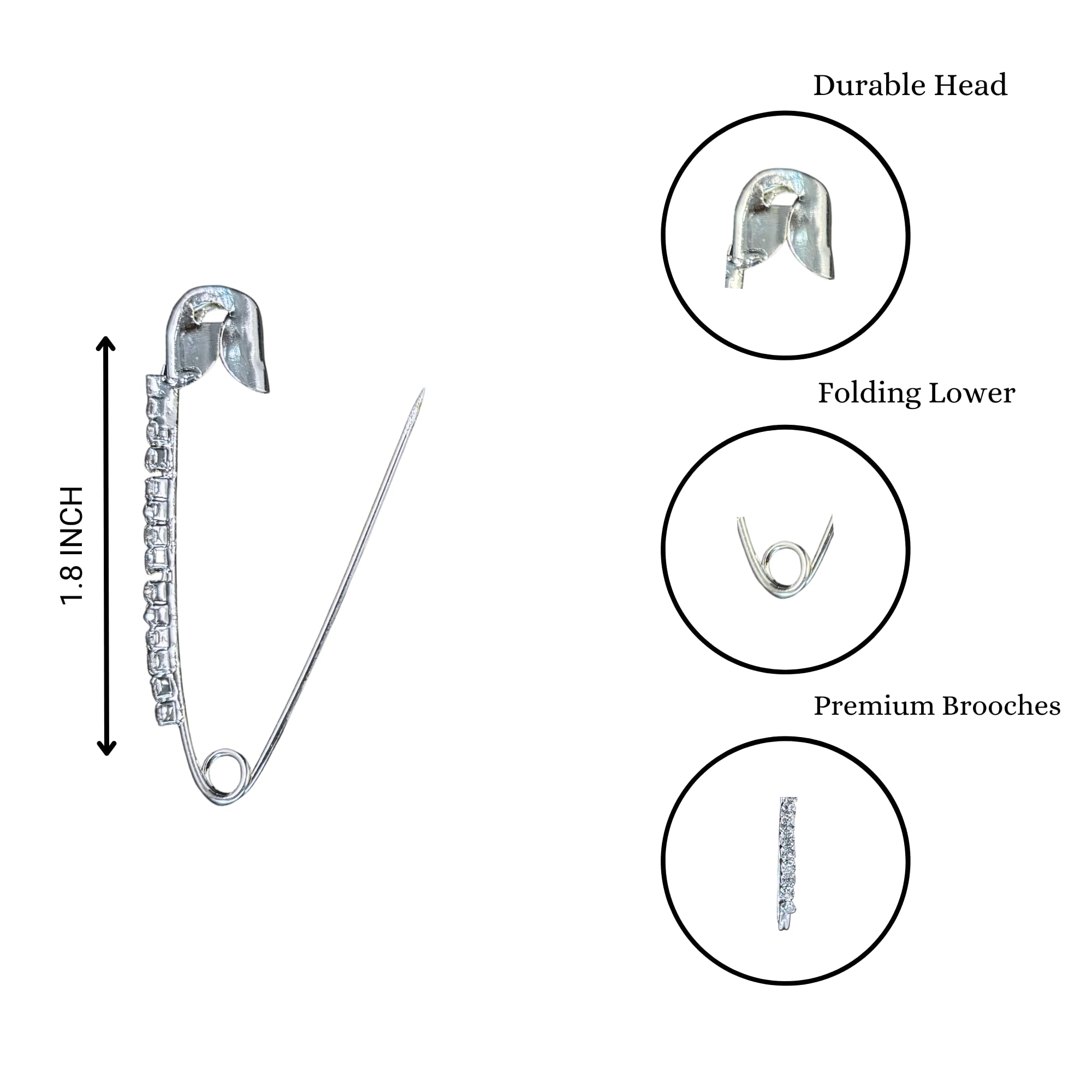 Amazon.com: Kàllos 12-Piece Silver Safety Pins with Faux Crystal