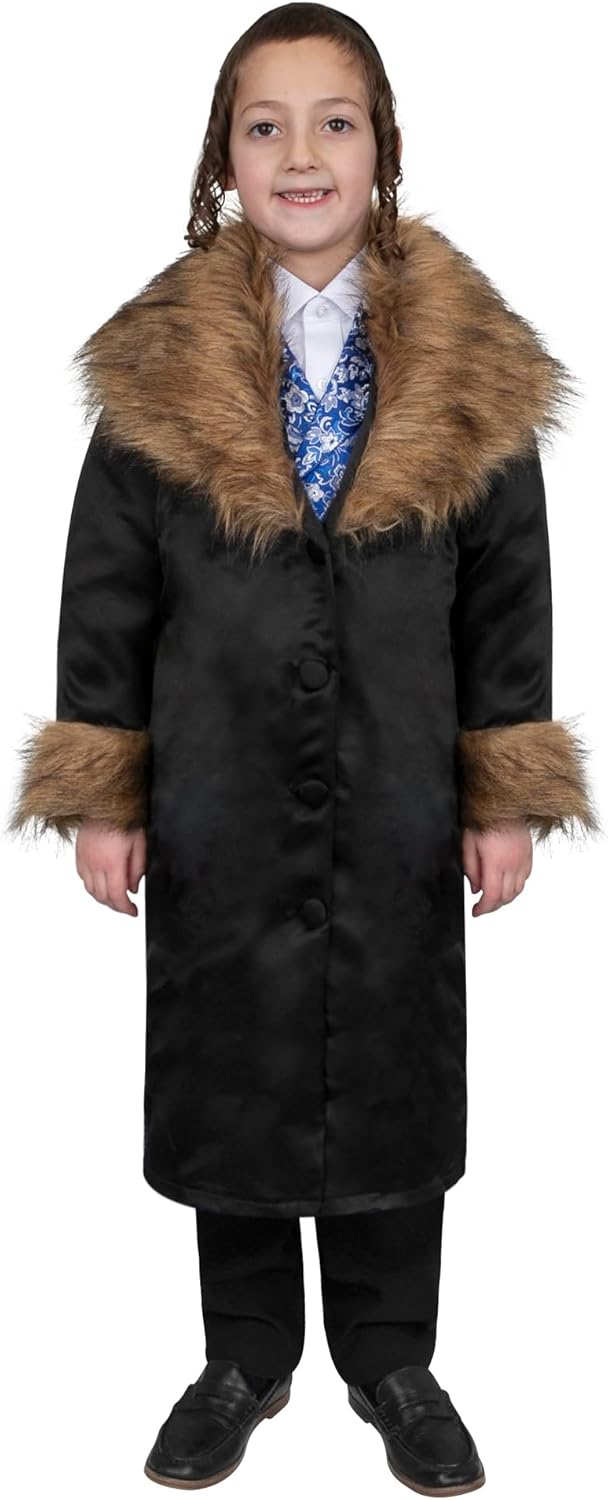Dress Up America Rabbi Coat with Fur - Chief Rabbi Costume for Kids