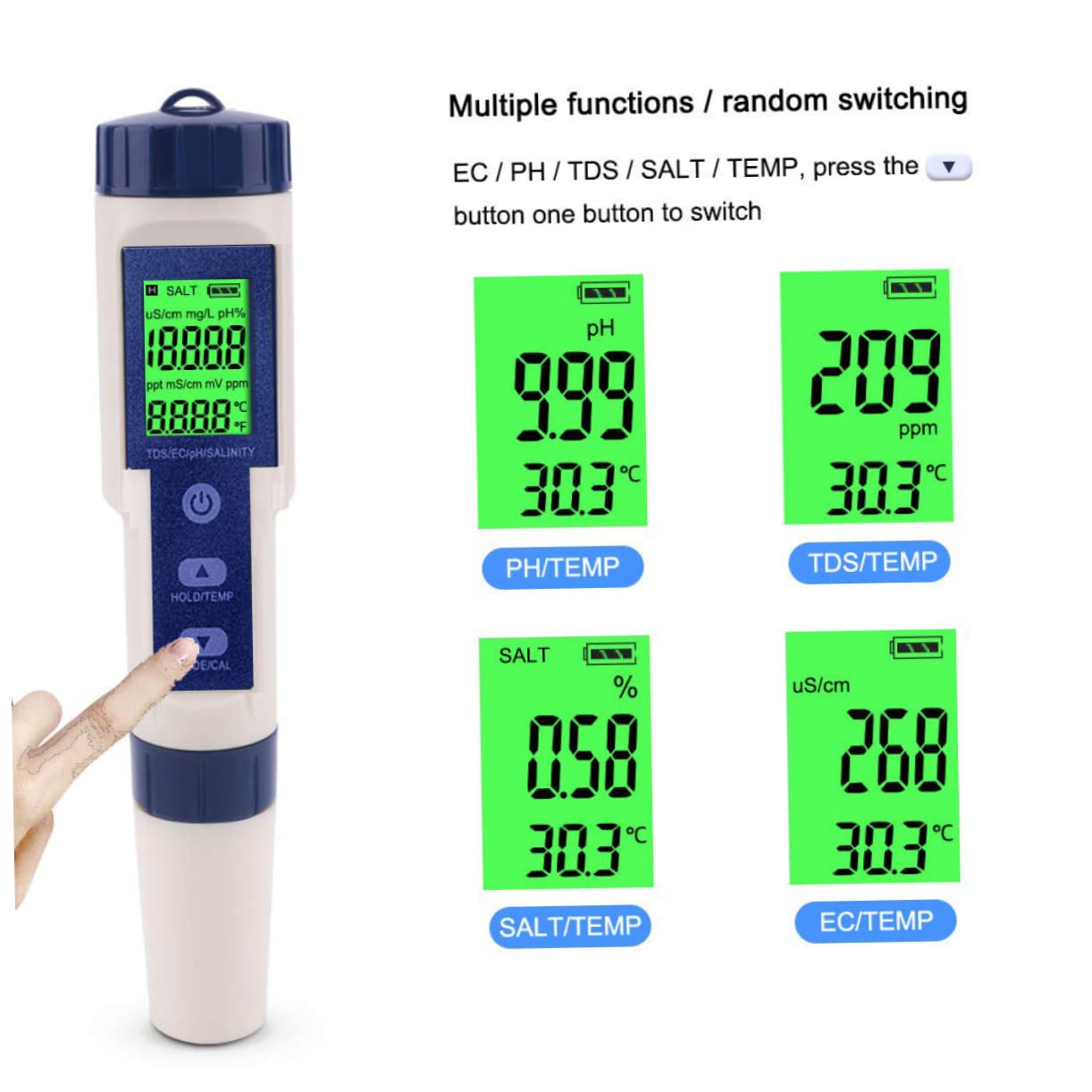 PLAFOPE Probador Digital De del Agua Medidor De Salinidad para y Pantalla LCD Retroiluminación Herramienta y Precisa para Monitoreo De Agua