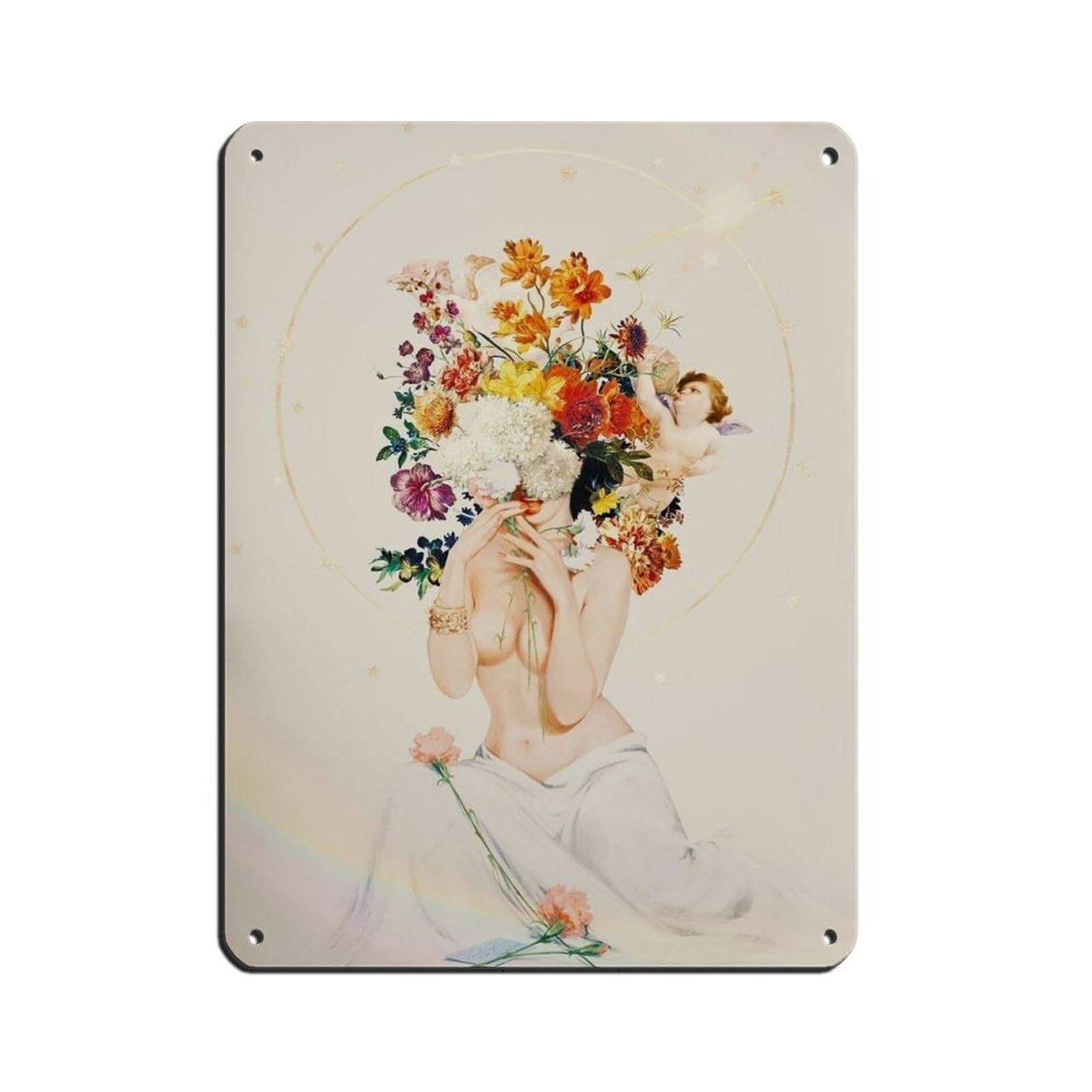 Blooming Mind Vintage Flower Art Tin Sign Vintage Metal Pub Club Cafe Bar Home Wall Art Decoration Poster Retro 12x16inch(30x40cm)