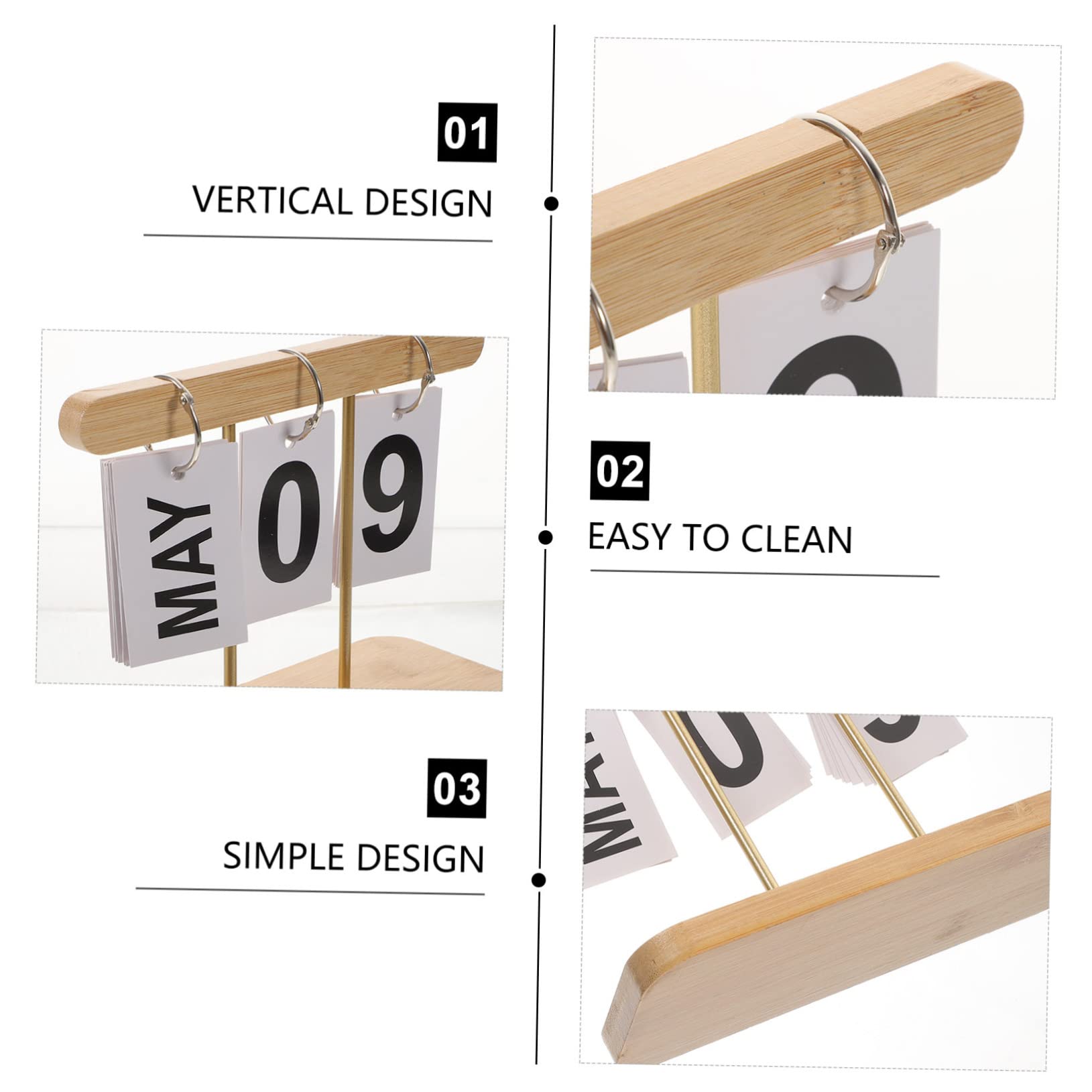 Lurrose 5stücke Rustikaler Holz-tischkalender Mit -design Immerwährender Kalender Für Büro Und Zuhause Kreative Desktop-dekoration Geschenkidee Für Freunde Und Familie