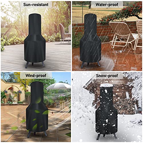 Nomiou Chiminea Cover,Waterproof,Windproof,Oxford Fabric Outdoor Garden Patio Heater Black Cover #TOP5