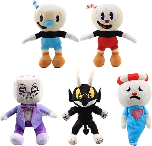 Nucifer - Juego de 5 muñecas de peluche con diseño de cáliz legendario de Mugman The Devil con dados de peluche (20,3 a 11.0in)