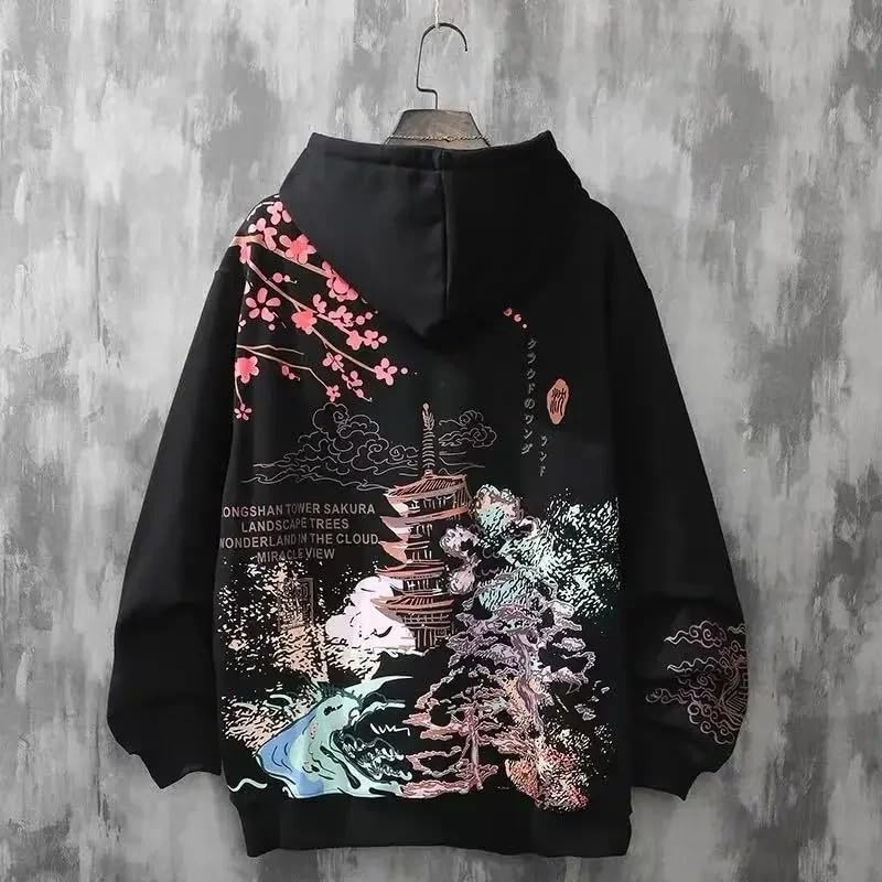 Hooded Sweatshirts for Men Men's Punk Embroidered Harajuku Winter Loose Hoodies2