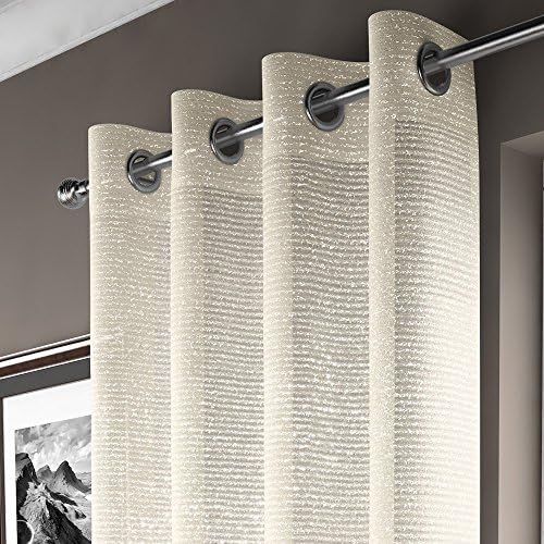 Glitter Sparkle Ring Top Voile Curtain Panel - Silver (Adele 55" W x 90" D)