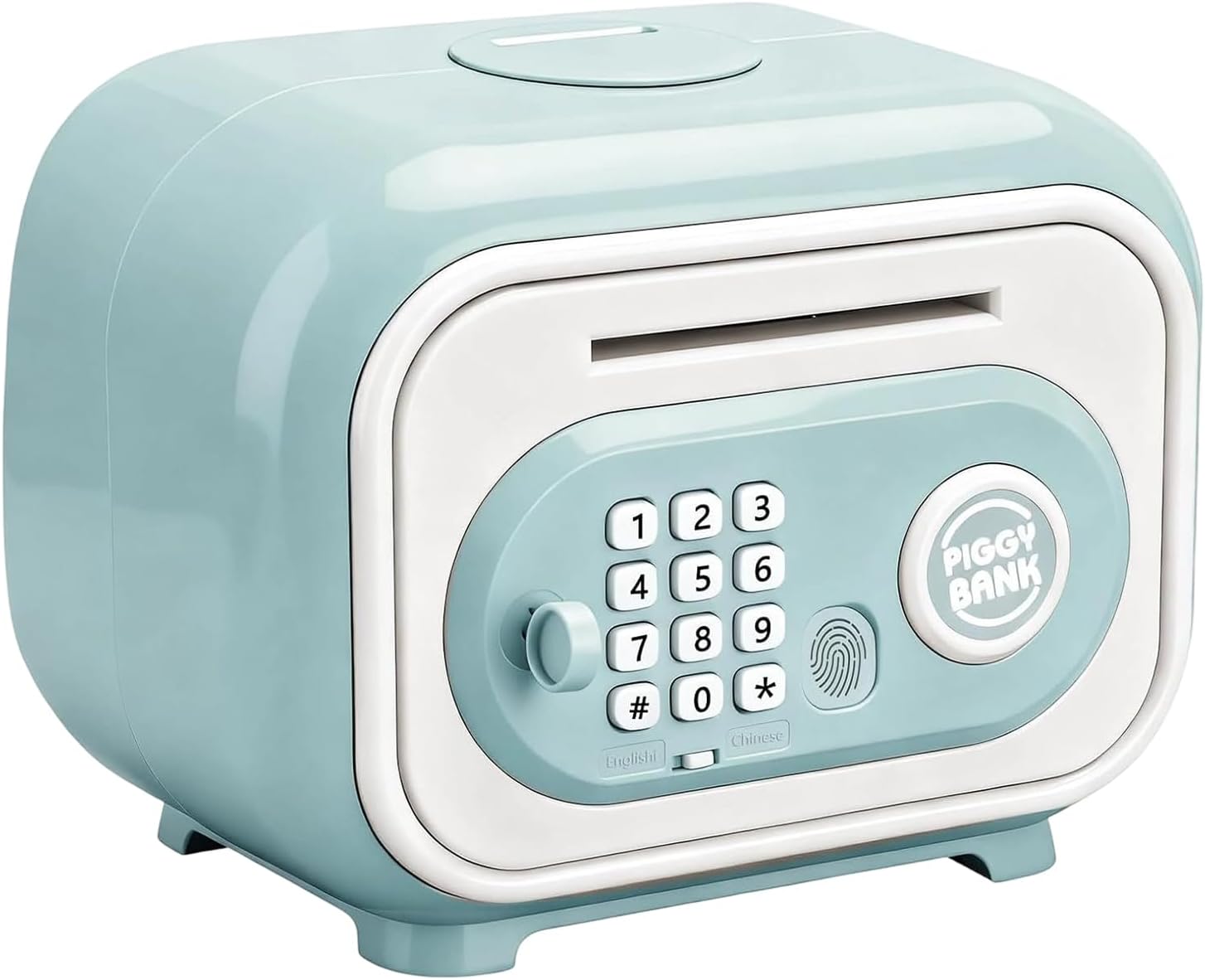 キッズ ATM バンク – 安全な電子貯金箱、パスワード キーパッド、生体認証タッチによるロック解除、スマートな貯蓄オーガナイザー |金融スキルを学ぶためのインタラクティブな現金収納ケース ギフトアイデア Play Savings