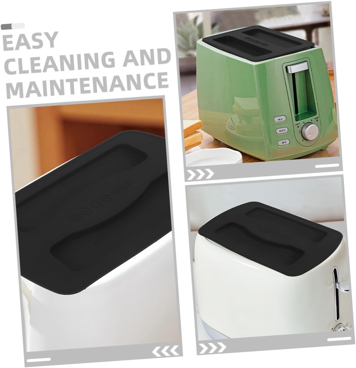 2pcs Silicone Toaster Lid Protective Kitchenware Cover for Slice Bread Maker Multi-use Upper Cover with Precision Cuts for Crumb Protection Minimalist Design Black