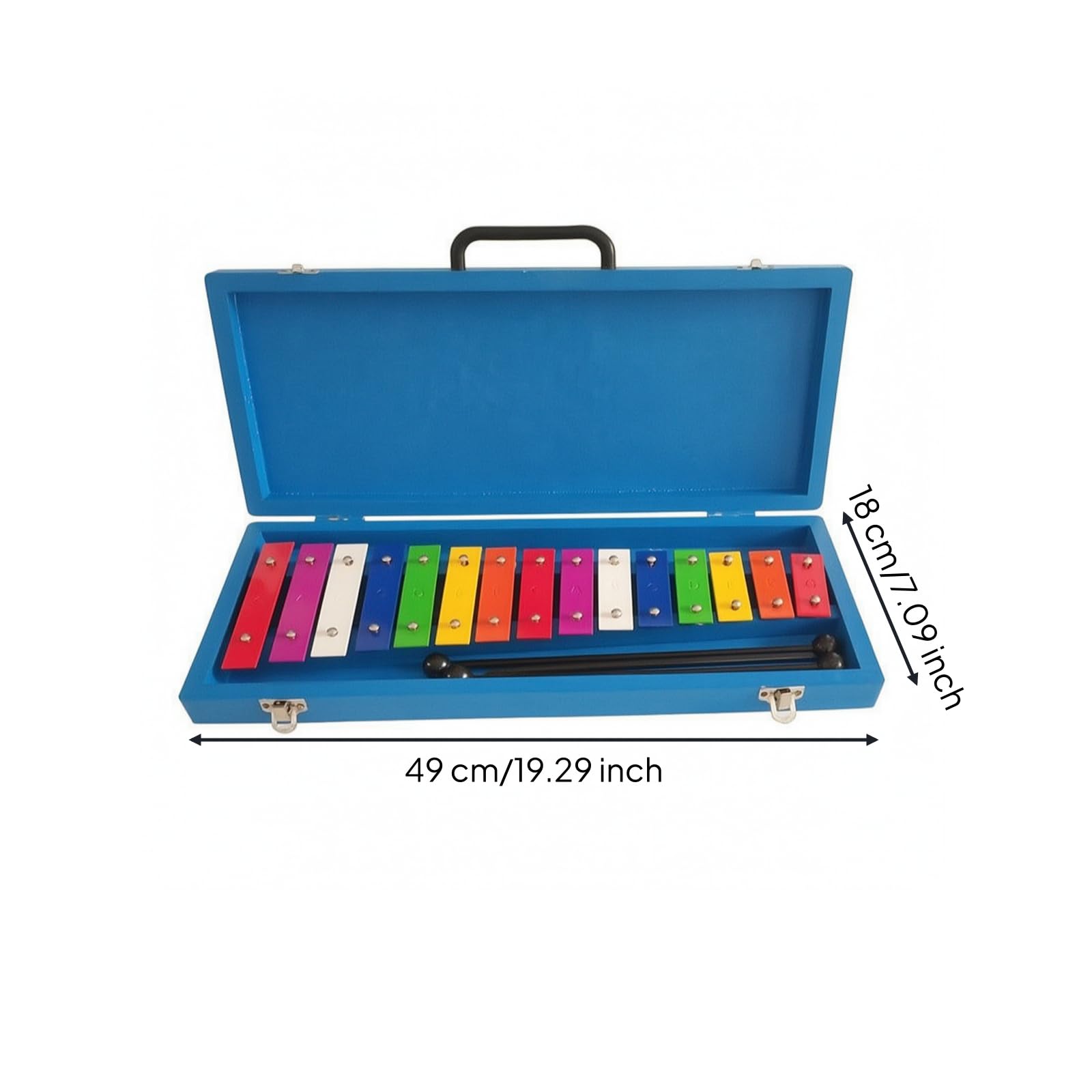 Glockenspiel Resistente | 15 Tasti in Metallo Colorato, Xilofono con Borsa, Strumento a Percussione, per Scuola, Asilo, Bambini
