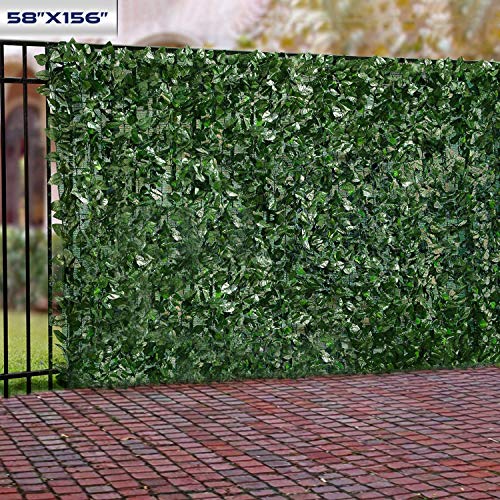 Windscreen4less Artificial Faux Ivy Leaf Decorative Fence Screen 58.5" x 156" Ivy Leaf
