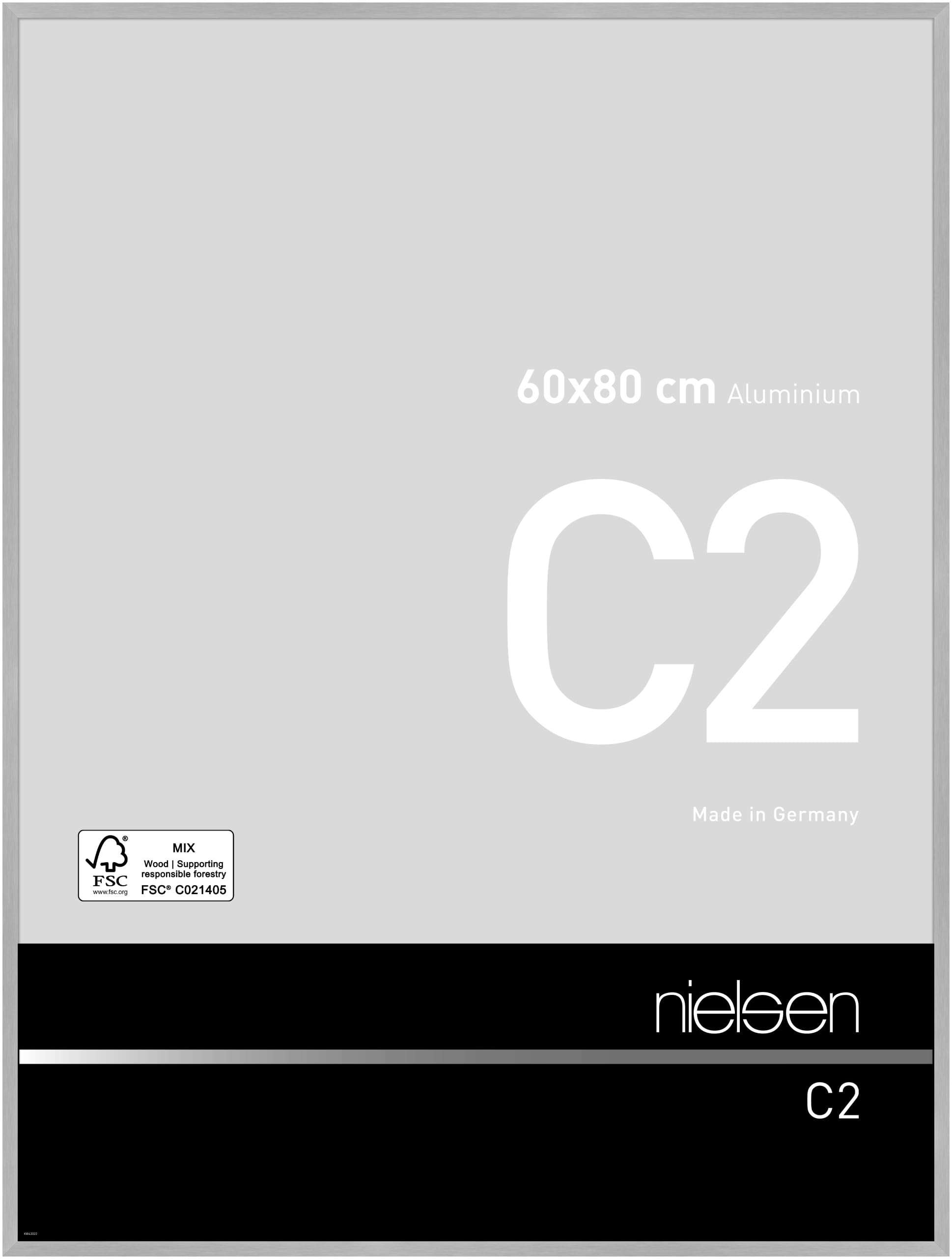 nielsen Bilderrahmen 60 x 80 cm – Aluminium, Silber matt, Echtglas, Hoch- & Querformat