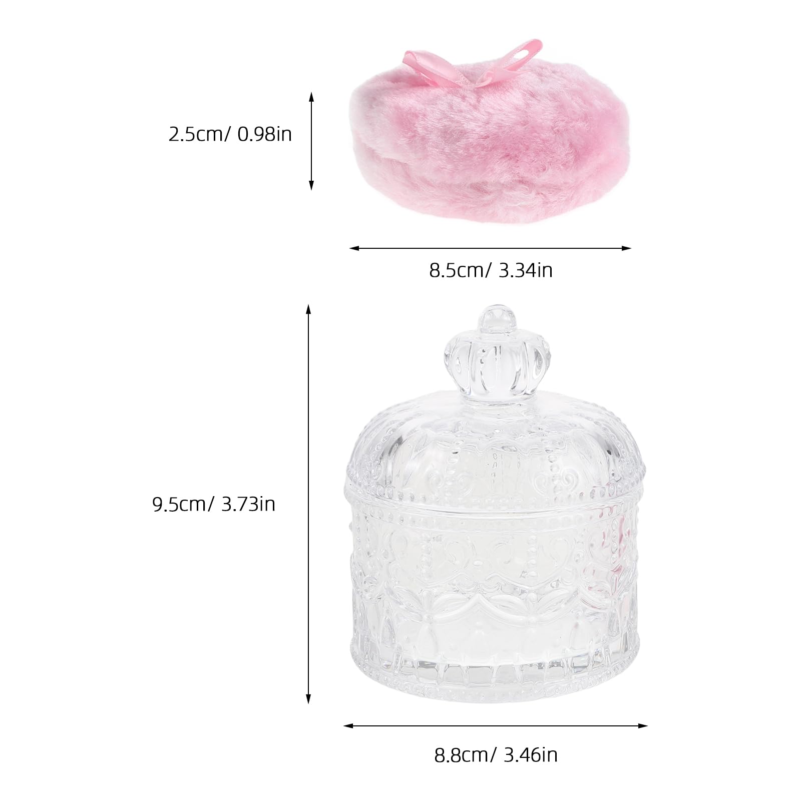 POPETPOP Piumino da Cipria Grande Riutilizzabile Barattolo di Vetro Trasparente, Applicatore per Polvere Viso e Fondotinta, Morbido e Compatto per Trucco Professionale e Viaggio