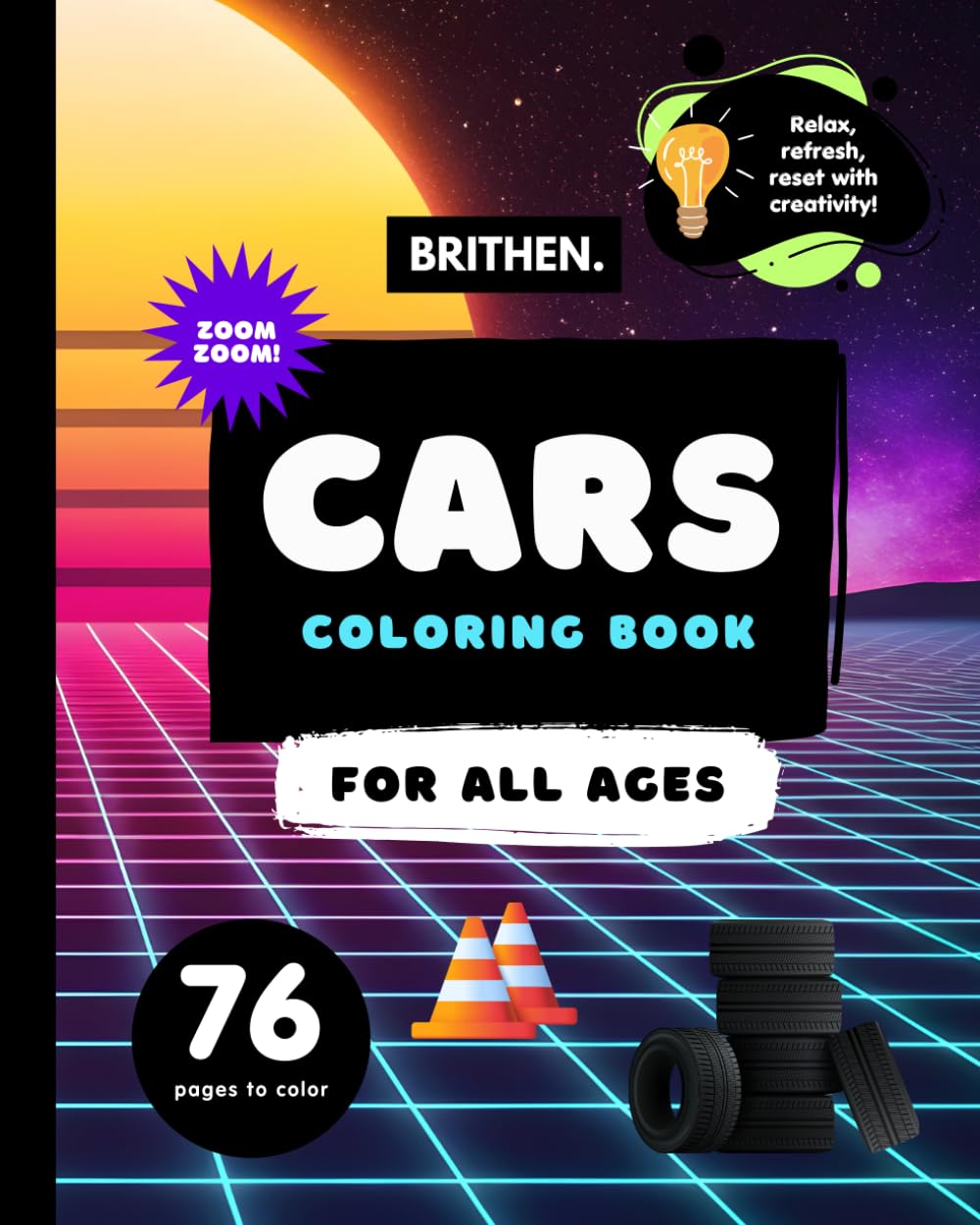 Cars Coloring Book: 8.5” x 11” | Amazing Illustrations of Muscle Cars, Modern Hypercars, and Luxury Sports Cars for Kids, Teens, and Adults | Relaxing Automotive Art for Car Lovers