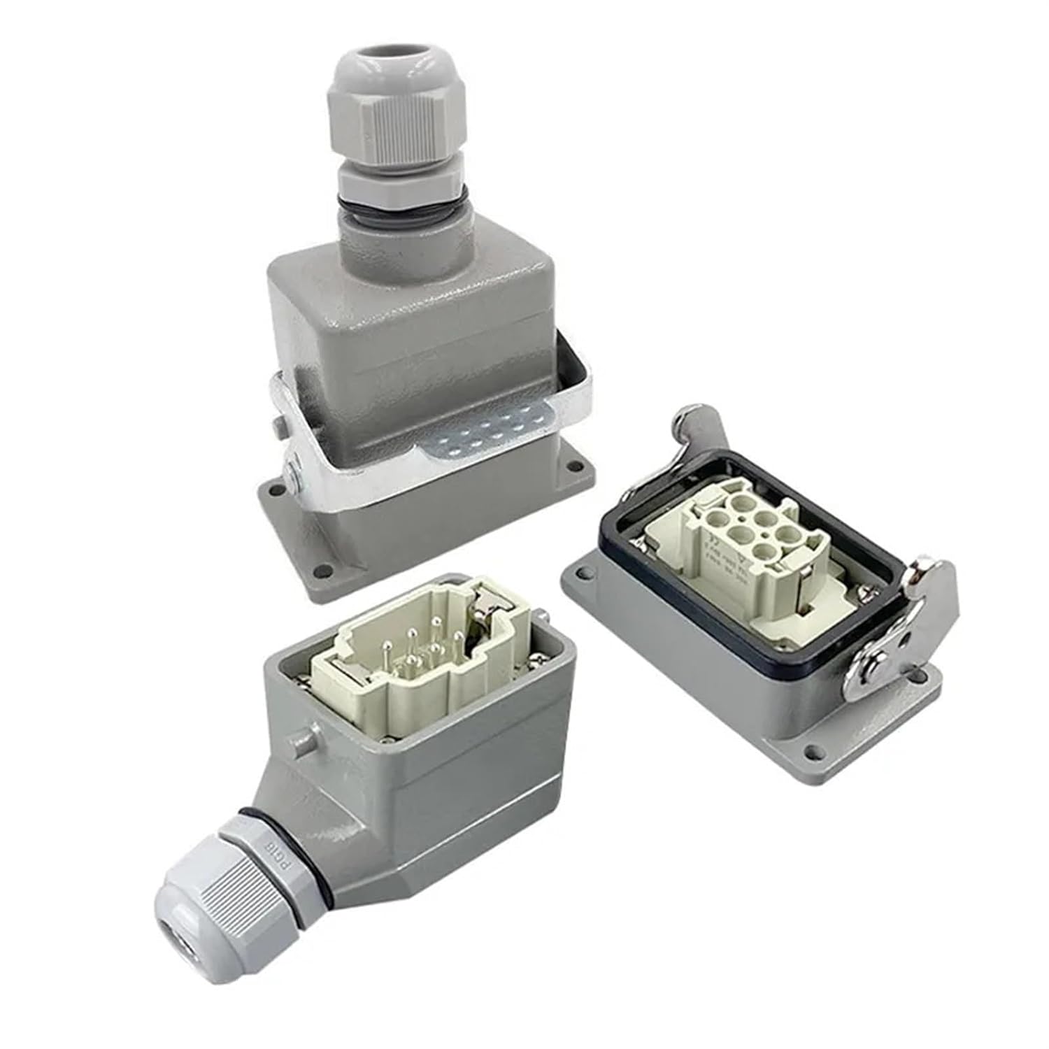 Heavy Duty Connectors HDC-HE-006-1/2/3/4-L F/M 6pin Screw Connection 16A 500V Rectangular Aviation Connector Plug 1Pcs(HDC-HE-006-3-L)