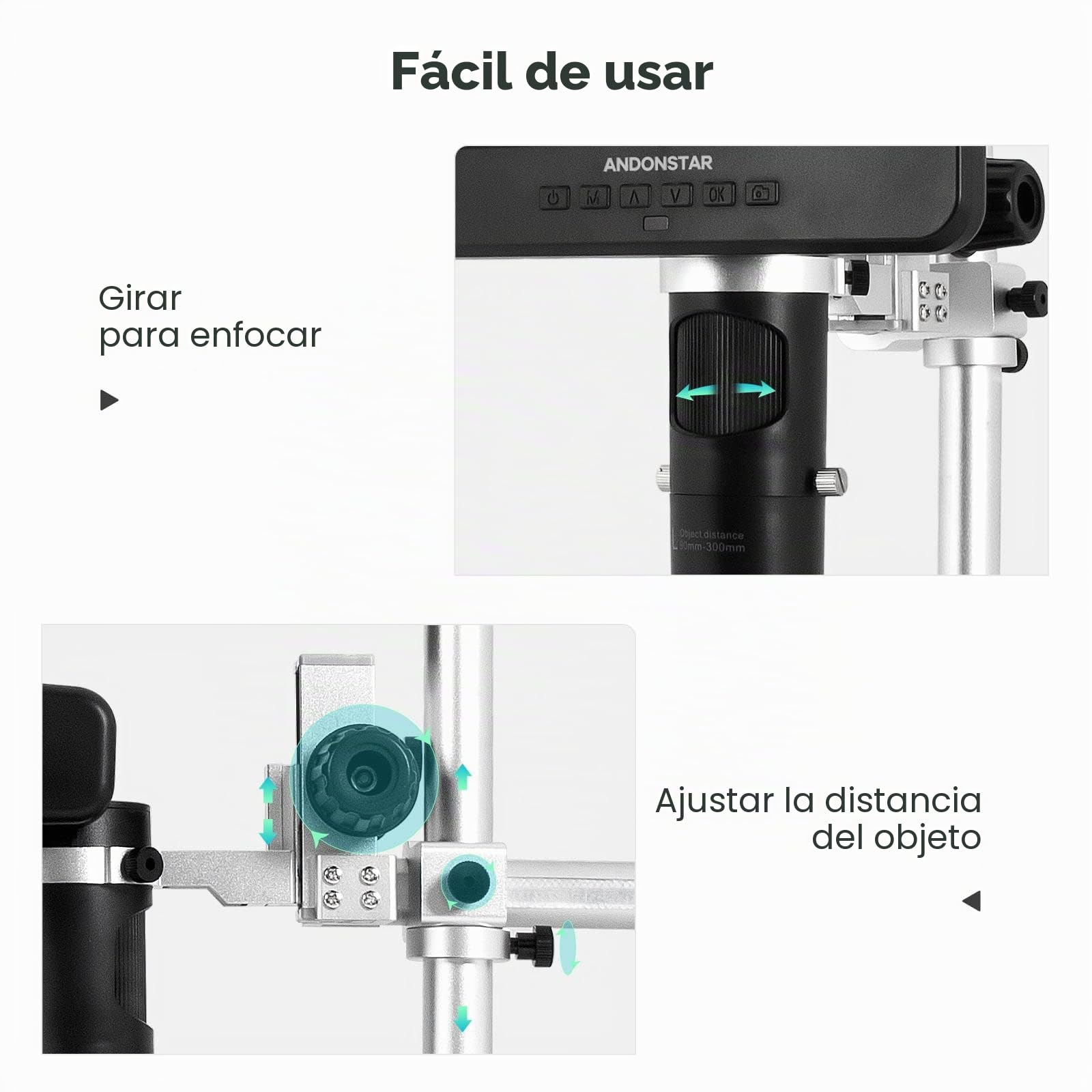 Andonstar AD246-M Microscopio Digital para Adultos, Microscopio de Soldadura de 3 Lentes, grabación de vídeo FHD 1080P, LCD de 7 Pulgadas 500x, Kit de microscopio biológico con Tarjeta 32G