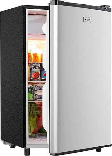 WANAI Mini refrigerador con congelador interior de 3.2 pies cúbicos de una sola puerta, refrigerador pequeño de bajo ruido, mini refrigerador para