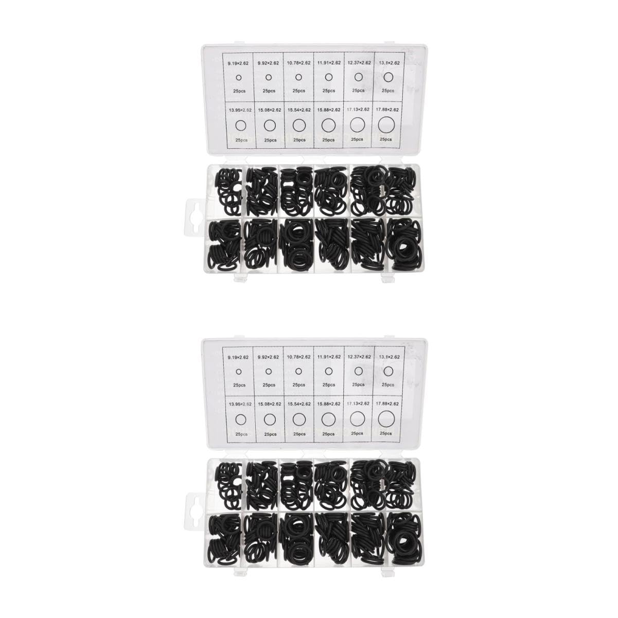 HOMSFOU 2 Sätze Abdichtende Ösen Dichtungsring-sortiment-kit Dichtungsmaterial Dichtring Der Ventile Gummi Black 300 Stück * 2