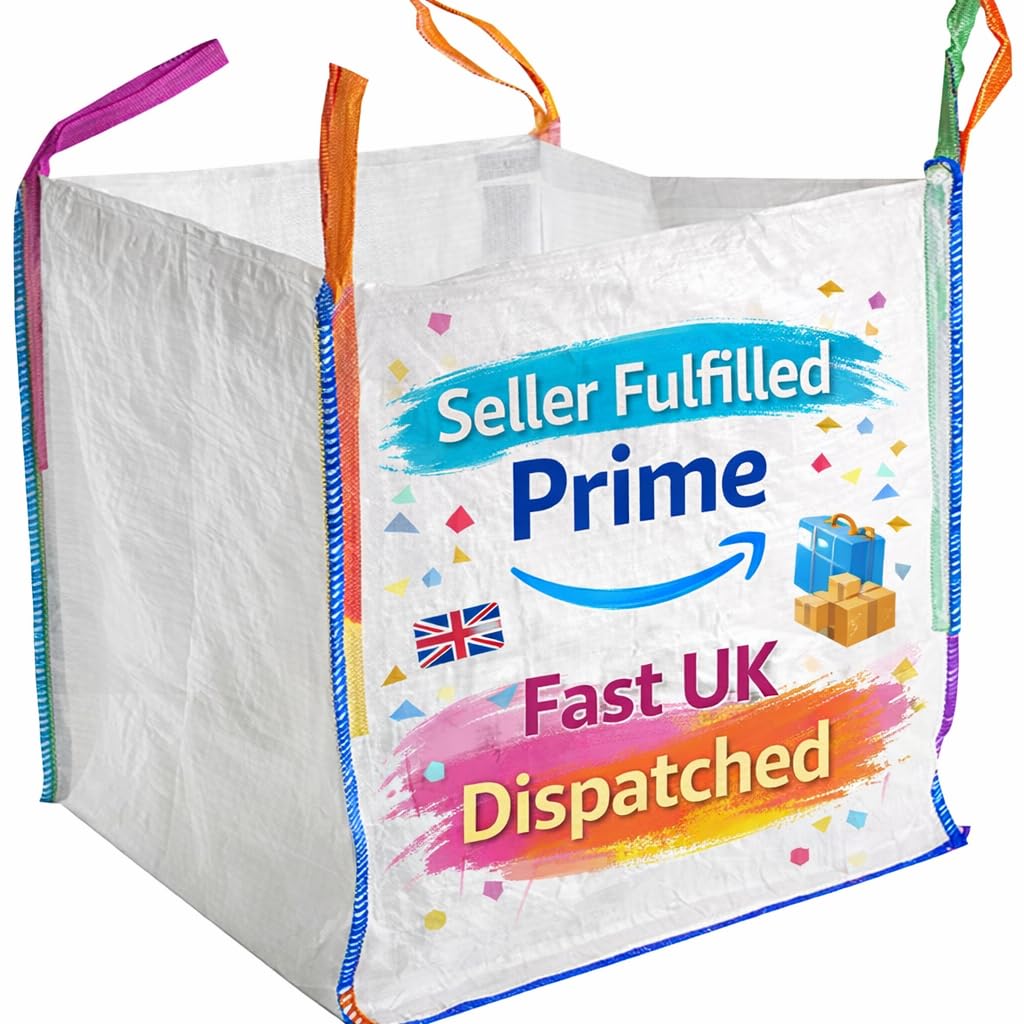5 x 1 tonne bags Builders 1 Tonne Builders Bags – Heavy Duty Bulk FIBC Bags for Garden Waste, Sand, Aggregate, Construction & Storage – White Jumbo Dumpy Bags 85x85x85cm with Lifting Loops - 3
