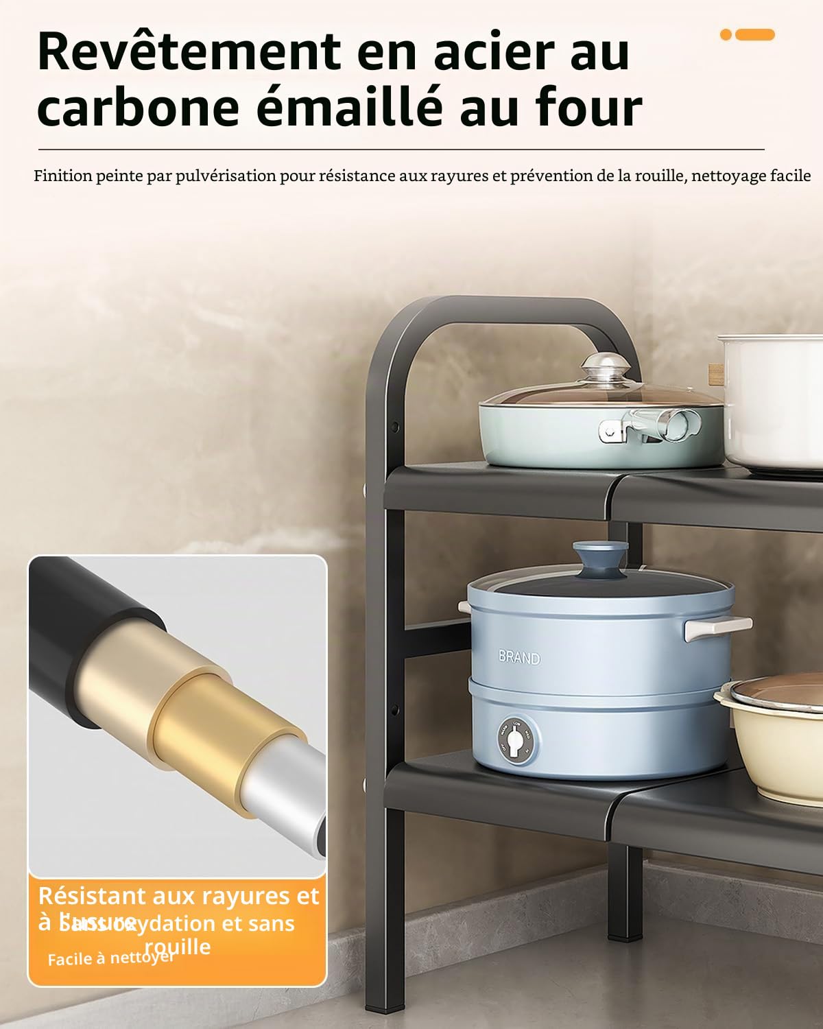 Rangement et Organisation de Cuisine – Dimensions Ajustables 49 x 25 x (52,5~88) cm, Étagère Extensible sous Évier en Acier Inoxydable (8 Panneaux)